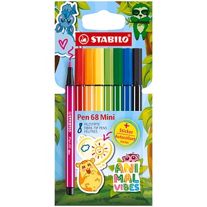 4006381625647 - STABILO Pen 68 Mini Animal Vibes Filzstifte farbsortiert 8 St
