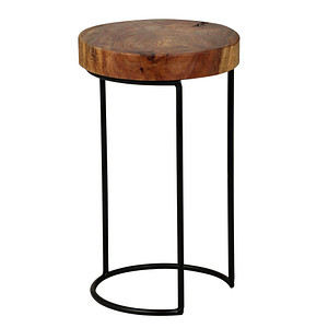 WOHNLING Beistelltisch rund Massivholz sheesham 28,0 x 28,0 x 45,0 cm, 1 St.