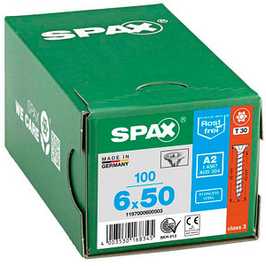 4003530168345 - Universalschraube Holzschraube Edelstahl A2 Vollgewinde Senkkopf T-STAR plus CUT4-Spitze 6 x 50mm - 100 Stück