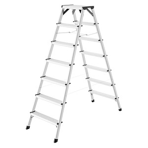 Hailo Stehleiter 8657-007 D60 StandardLine, 2x 7 Stufen, silber, Aluminium 4007126865717 Hailo