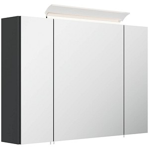 4251982674345 - Spiegelschrank 90cm inkl Design LED-Lampe und Glasböden weiss hochglanz