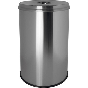 4012086010404 - helit Papierkorb the guardian 50 Liter Sicherheits-Papierkorb mit flammhemmendem Löschkopf und Gummibodenring Farbe edelstahl
