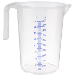 4004133300637 - APS Messbecher transparent offener Griff Litermaß aus PP und mit geprägter Maßskalierung Maße (Ø x H) 15 x 205 cm 2 Liter