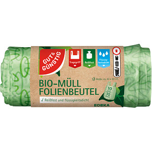 4311501000182 - Bio-Müllbeutel 5850308003 grün 10 Liter mit Griff 4311501000182 Gut & Günstig 10 Stück