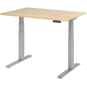 HAMMERBACHER XDKB12 elektrisch höhenverstellbarer Schreibtisch eiche rechteckig, C-Fuß-Gestell silber 120,0 x 80,0 cm