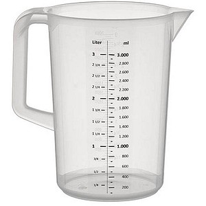 APS Messbecher transparent geschlossener Griff Litermaß aus PP und mit geprägter Maßskalierung Maße (Ø x H) 17 x 235 cm 3 Liter