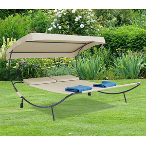 4051814377877 - Doppelliege Gartenliege für zwei Personen Maße H 137 x B 180 x T 200 cm mit Rollen Zweier Sonnenliege mit Dach - Bindox 4051814377877 - Doppelliege Gartenliege für zwei Personen Maße H 137 x B 180 x T 200 cm mit Rollen Zweier Sonnenliege mit Dach - Bindox