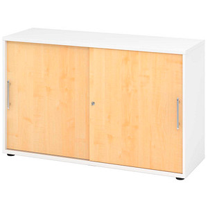 HAMMERBACHER Schiebetürenschrank, V1752S/W/3/RE ahorn, weiß 1 Fachboden 120,0 x 40,0 x 74,8 cm