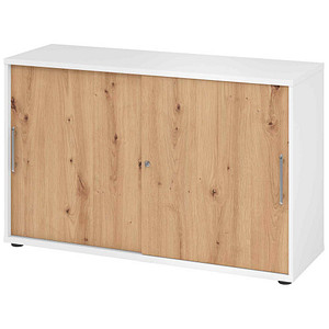 HAMMERBACHER Schiebetürenschrank, V1752S/W/R/RE asteiche, weiß 1 Fachboden 120,0 x 40,0 x 74,8 cm