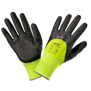4025648050480 - Arbeitshandschuhe 805048 schwarz neongelb Größe M 8 Polyester Latex 4025648050480 805048