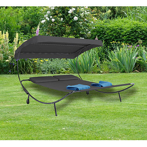 4051814404337 - Doppelliege Gartenliege für zwei Personen Maße H 137 x B 180 x T 200 cm mit Rollen Zweier Sonnenliege mit Dach - Bindox 4051814404337 - Doppelliege Gartenliege für zwei Personen Maße H 137 x B 180 x T 200 cm mit Rollen Zweier Sonnenliege mit Dach - Bindox