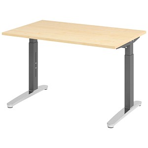 HAMMERBACHER VXB012 höhenverstellbarer Schreibtisch ahorn rechteckig, C-Fuß-Gestell grau 120,0 x 80,0 cm