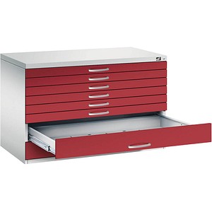 4068192048688 - Zeichnungsschrank DIN A1 8 Schubladen Höhe 760 mm lichtgrau rubinrot C+P 4068192048688 - Zeichnungsschrank DIN A1 8 Schubladen Höhe 760 mm lichtgrau rubinrot C+P