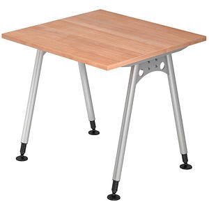 AS08 höhenverstellbarer Schreibtisch nussbaum quadratisch