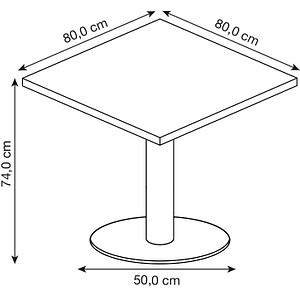 4032062157220 - Besprechungstisch LxB 800 x 800 mm 755 mm hoch Gestell silber Platte Ahorn-Dekor kaiserkraft