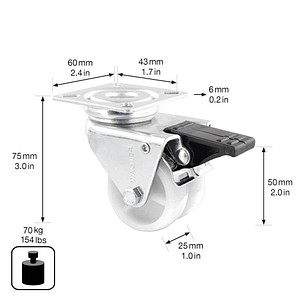 4001073007145 - Apparate-Doppel-Lenkrollen ECO Rad-Ø 50 mm VE 4 Stk Lenkrolle mit Feststeller Wagner 4001073007145 - Apparate-Doppel-Lenkrollen ECO Rad-Ø 50 mm VE 4 Stk Lenkrolle mit Feststeller Wagner