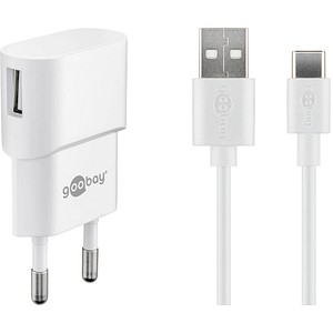 goobay Ladekabel mit Adapter weiß, Kabellänge: 1,0 m, 5 Watt