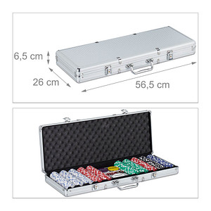 4052025315535 - Spielkarten 10031553_0 Poker französiches Blatt silberner Koffer inkl Zubehör 4052025315535 Relaxdays