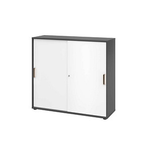 HAMMERBACHER Schiebetürenschrank 1753S, V1753S/G/W/SG grafit, weiß 2 Fachböden 120,0 x 40,0 x 110,0 cm