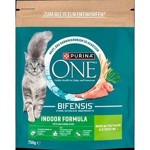 PURINA ONE® Katzen-Trockenfutter Truthahn Indoor Formula 750g