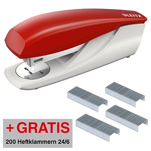 AKTION: LEITZ Heftgerät 5500 rot, 1 St. + GRATIS 200 Heftklammern 24/6 mit Prämie nach Registrierung