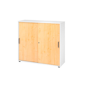 HAMMERBACHER Schiebetürenschrank 1753S, V1753S/W/3/SG ahorn, weiß 2 Fachböden 120,0 x 40,0 x 110,0 cm