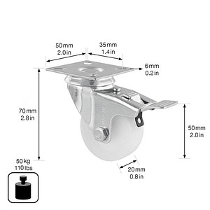 4001073056136 - Apparate-Lenkrollen ECO Rad-Ø 50 mm VE 4 Stk Kunststoff Lenkrolle mit Feststeller