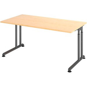 HAMMERBACHER ZS16 höhenverstellbarer Schreibtisch ahorn rechteckig, C-Fuß-Gestell grau 160,0 x 80,0 cm