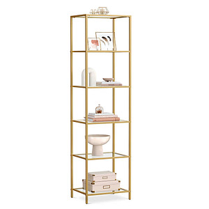 0194343041506 - Songmics - vasagle Glasregal mit 6 Ablagen Standregal mit Stahlrahmen schmales Badregal für Badezimmer Wohnzimmer Homeoffice Schlafzimmer