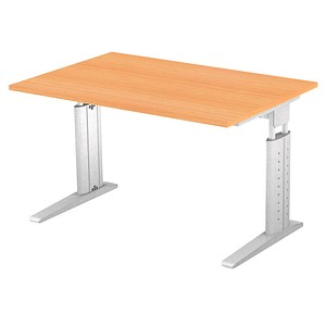 US12 höhenverstellbarer Schreibtisch buche rechteckig