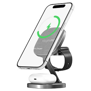 XLAYER MagFix Pro 3 in 1 Induktive Ladestation grau, 15 Watt