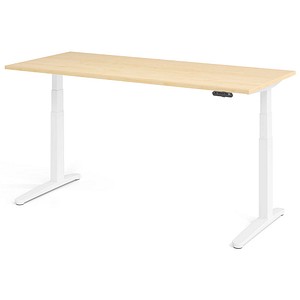 HAMMERBACHER XBHM19 elektrisch höhenverstellbarer Schreibtisch ahorn rechteckig, C-Fuß-Gestell weiß 180,0 x 80,0 cm