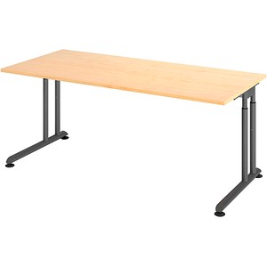 HAMMERBACHER Popular höhenverstellbarer Schreibtisch ahorn rechteckig, C-Fuß-Gestell grau 180,0 x 80,0 cm