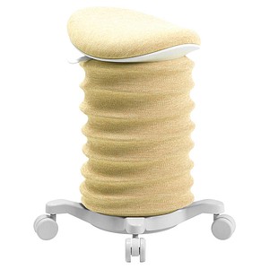 4014296904665 - Hocker SITNESS 4D ergonomisch aktives Sitzen gepolsterter Sattelsitz höhenverstellbar um 360° drehbar Tragegriff Rollen papyrusweiß gelb