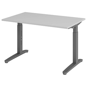 HAMMERBACHER VXB12 höhenverstellbarer Schreibtisch lichtgrau rechteckig, C-Fuß-Gestell grau 120,0 x 80,0 cm