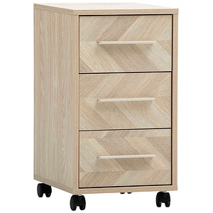MÖBELPARTNER Arezzo Rollcontainer eiche hell 3 Auszüge 32,6 x 39,1 x 59,7 cm