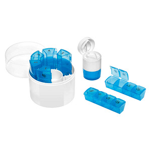 4027521514348 - Tablettenbox mit Zerteiler blau weiß 4027521514348 FIRST AID ONLY