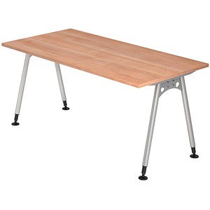 AS16 höhenverstellbarer Schreibtisch nussbaum rechteckig