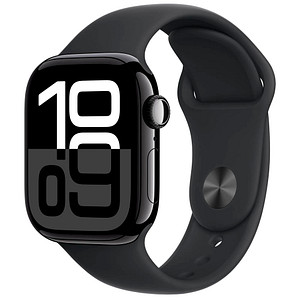 Apple Watch Series 10 42 mm Aluminium (GPS) Sportarmband M/L  schwarz, diamantschwarz