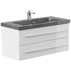 4251982676790 - POSSEIK Waschbecken mit Unterschrank YAMO 100 weiß glanz 1000 x 450 x 500 cm