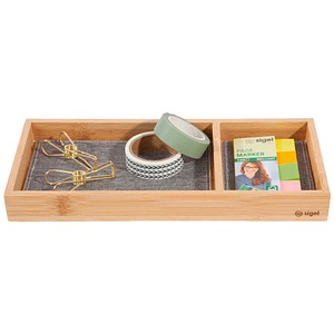 SIGEL Schreibtisch-Organizer Eyestyle hellgrau/schwarz Bambus 2 Fächer 24,5 x 10,9 x 2,5 cm