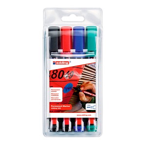 4057305072382 - edding 330 Permanentmarker Breit Keilspitze 1-5 mm Farbig sortiert Nachfüllbar Wasserbeständig 4 Stück