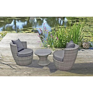 4041908100009 - Club Set Sitzgruppe Garten Sessel Lounge Tisch Rattan Optik grau 4041908100009 - Club Set Sitzgruppe Garten Sessel Lounge Tisch Rattan Optik grau
