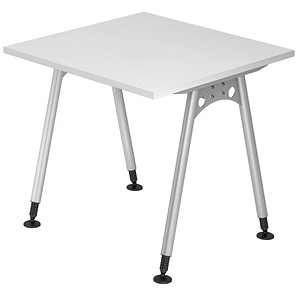 AS08 höhenverstellbarer Schreibtisch weiß quadratisch