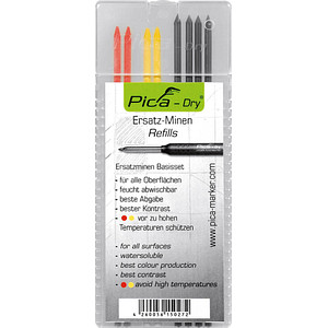 Pica Dry 4020 Fallminen-Bleistiftminen graphit, rot, gelb 2,8 mm, 8 St.