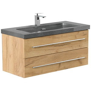 4251982676813 - POSSEIK Waschbecken mit Unterschrank YAMO 100 eiche gold 1000 x 450 x 500 cm