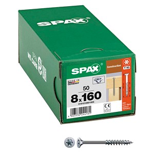 4003530244131 - Holzbauschraube 8 x 160 mm 50 Stück Teilgewinde Senkkopf t-star plus T40 4CUT wirox - 0191010801605 - Spax 4003530244131 - Holzbauschraube 8 x 160 mm 50 Stück Teilgewinde Senkkopf t-star plus T40 4CUT wirox - 0191010801605 - Spax
