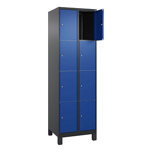 4068427433326 - Schließfachschrank Classic Plus enzianblau schwarzgrau 080010-204 S10042 8 Schließfächer 600 x 500 x 1950 cm 4068427433326 
