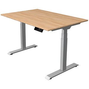Kerkmann Move 1 stable elektrisch höhenverstellbarer Schreibtisch eiche hell rechteckig, T-Fuß-Gestell silber 120,0 x 80,0 cm