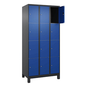 CP Schließfachschrank Classic Plus enzianblau, schwarzgrau 080010-304 S10038, 12 Schließfächer 90,0 x 50,0 x 195,0 cm